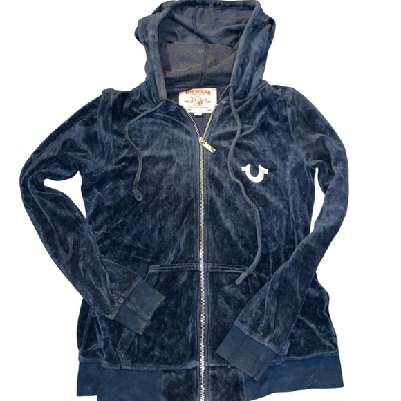 True Religion Women's Dark Blue Velour Jacket - Picture 1 of 4